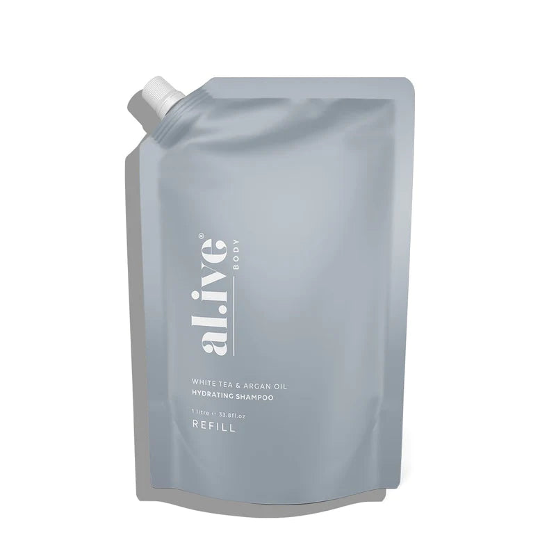 al.ive body Hydrating Shampoo Refill Pouch - White Tea & Argan Oil 1L