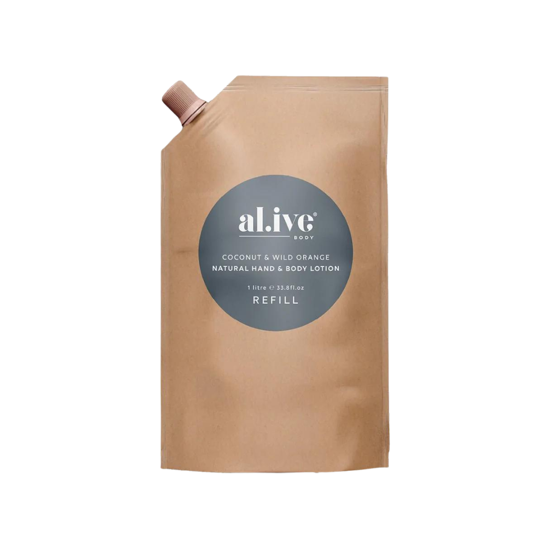 al.ive body Hand &amp; Body Lotion Refill Pouch - Coconut &amp; Wild Orange 1L