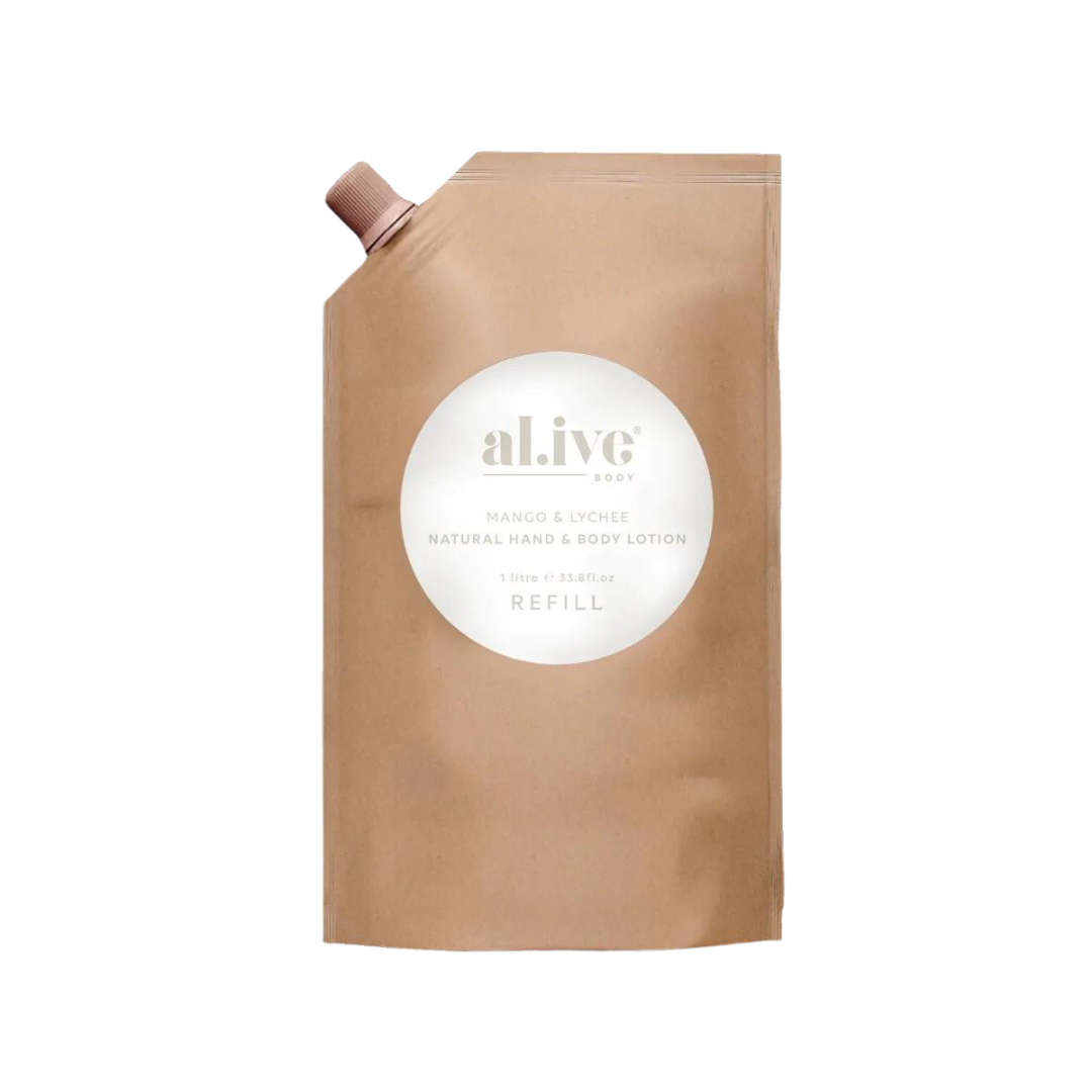 al.ive body Hand &amp; Body Lotion Refill Pouch - Mango &amp; Lychee 1L