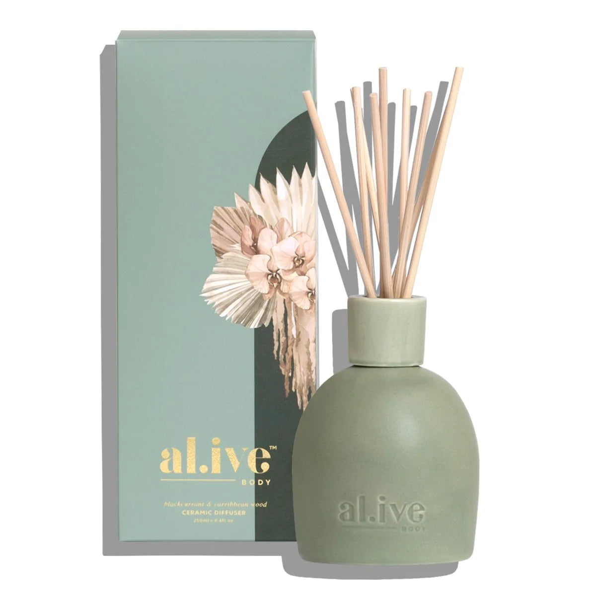 al.ive body Ceramic Diffuser - Blackcurrant &amp; Caribbean Wood 250ml