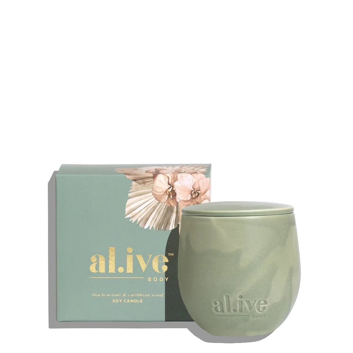 al.ive body Soy Candle - Blackcurrant & Caribbean Wood 295g